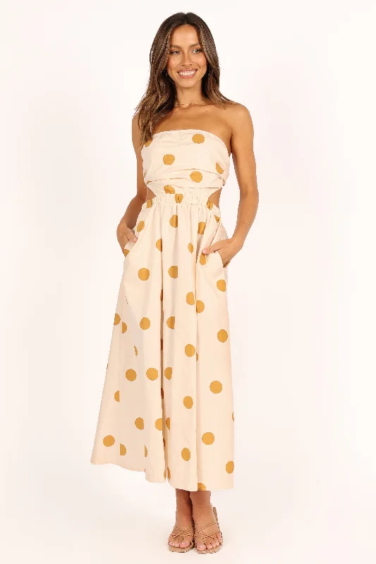 Angelique Dress - Beige Spot