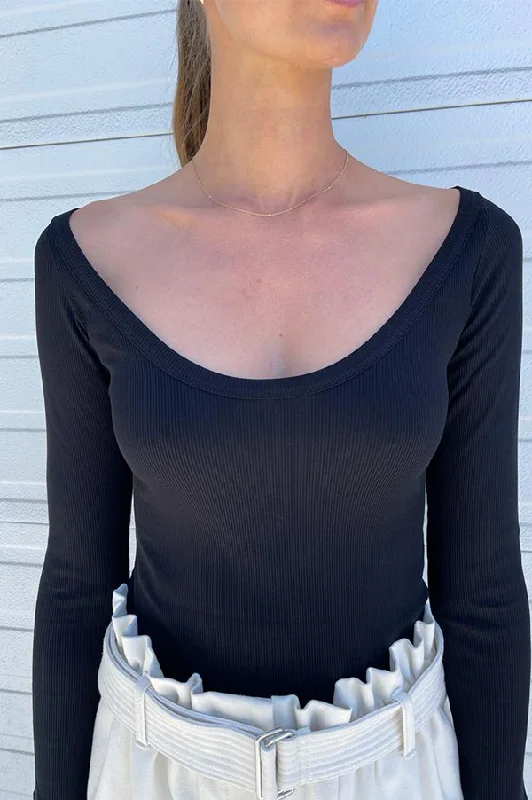 Deep Scoop Blouse in Black