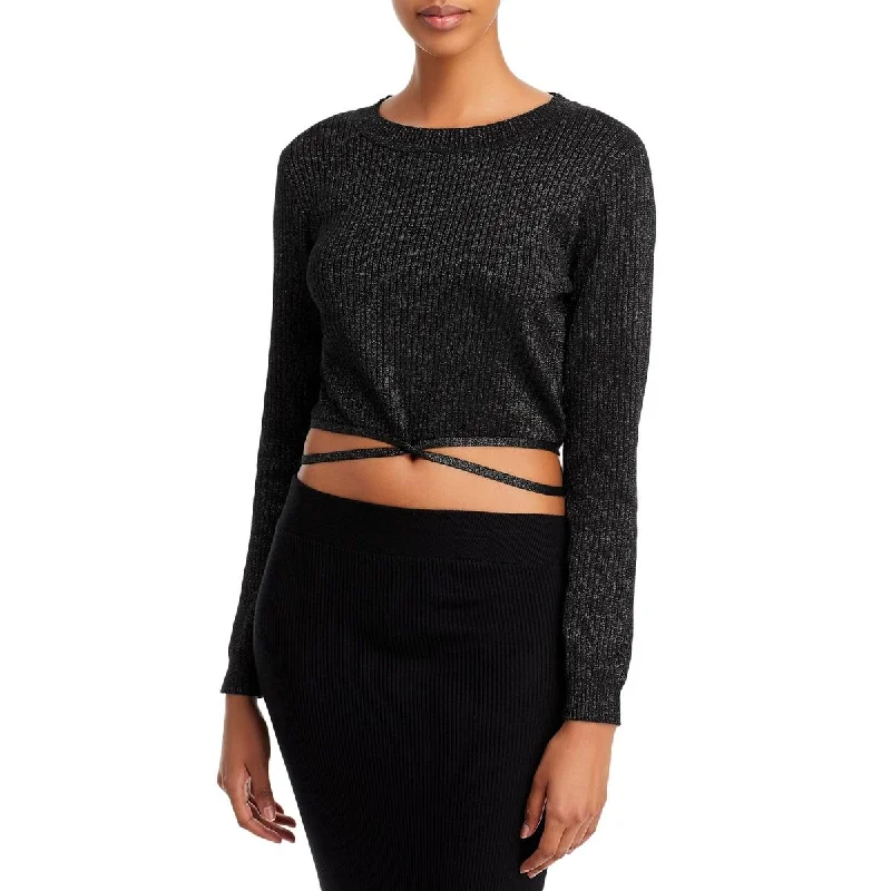 Lucy Paris Womens Bowery Glitter Tie Hem Pullover Top