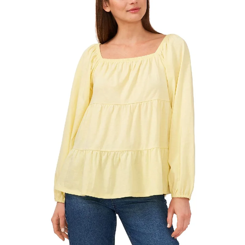 Riley & Rae Womens Tiered Square-Neck Pullover Top