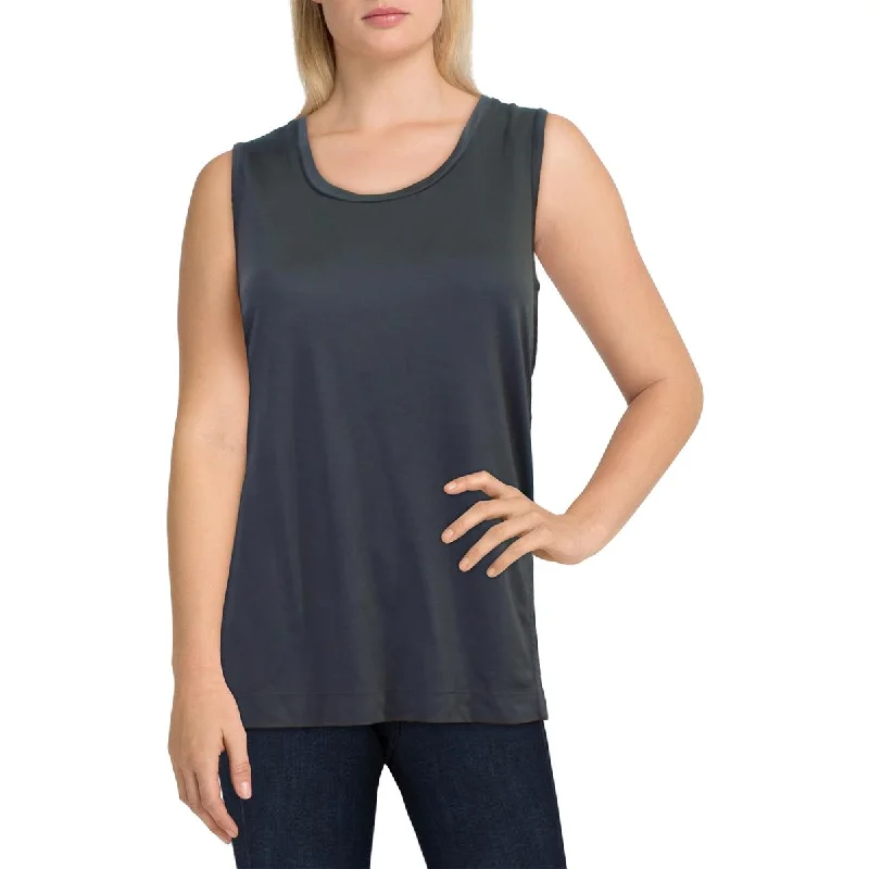 B New York Womens Scoop Neck Side Slit Tank Top