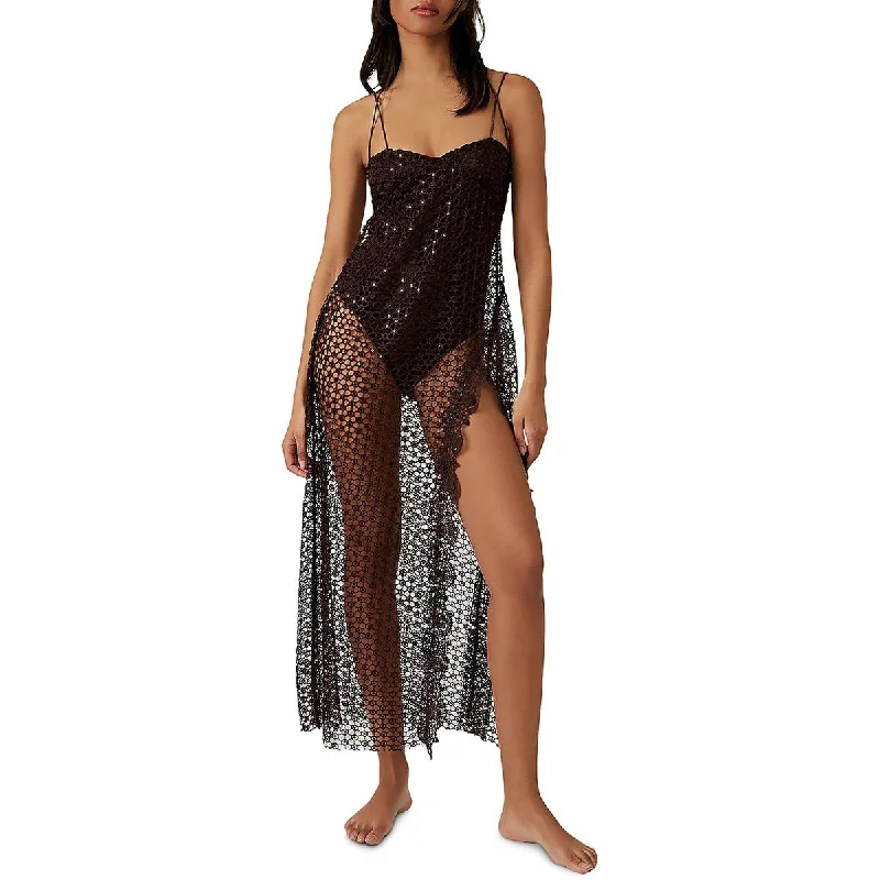 Intimately Free People Womens Lace Overly Sequined Bodysuit